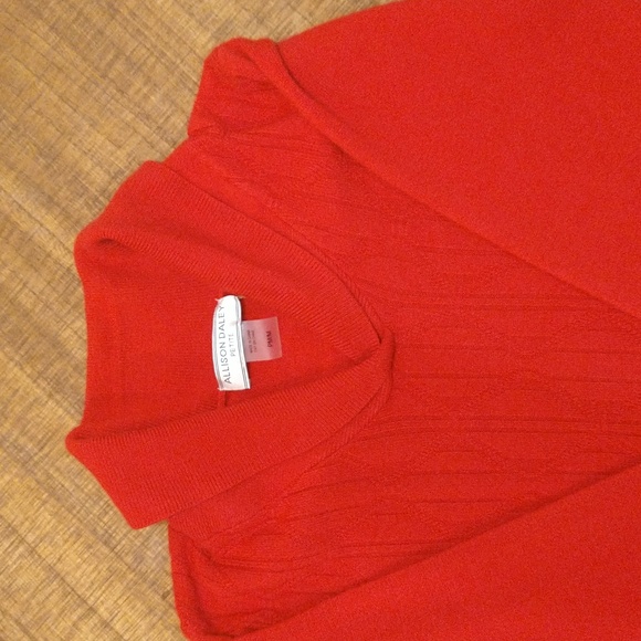 Allison Daley Petite Red Knit Pullover V-Neck Sweater Size PM - Picture 2 of 6